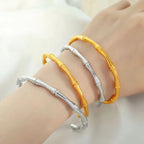 JEWELRY XL72-SZ58 Wholesale Thin Bamboo Open Collar Bangles Fashion Necklace Stainless Steel Plated 18K Gold My Store