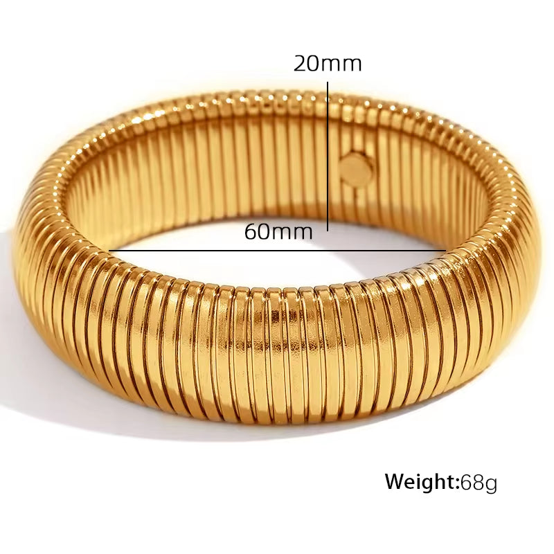 JEWELRY Fashion Stainless Steel Wide Face Bracelet Trendy Color Blocking Bracelet Stretchy Snake Bone for Women My Store