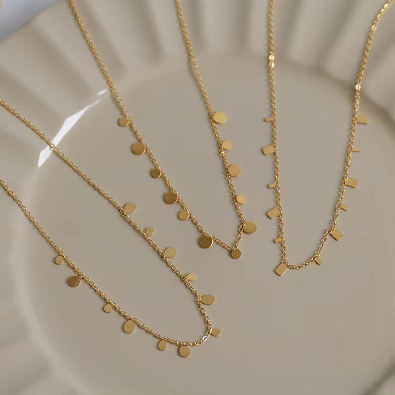 Waterproof 18K Gold Plated Stainless Steel Waterdrop Statement Stackage Necklace Link Chain Block Square Necklace for Women My Store