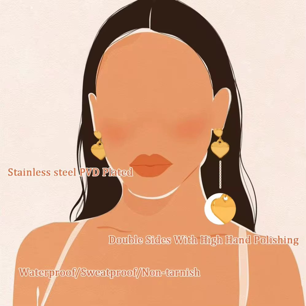 18K Gold Plated Chunky Heart Earring Tarnish Free Stainless Steel Earring Women Jewelry My Store