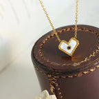 Stainless Steel Shell Heart Zircon Pendant Necklace Simple Gold 18K Necklace for Women My Store