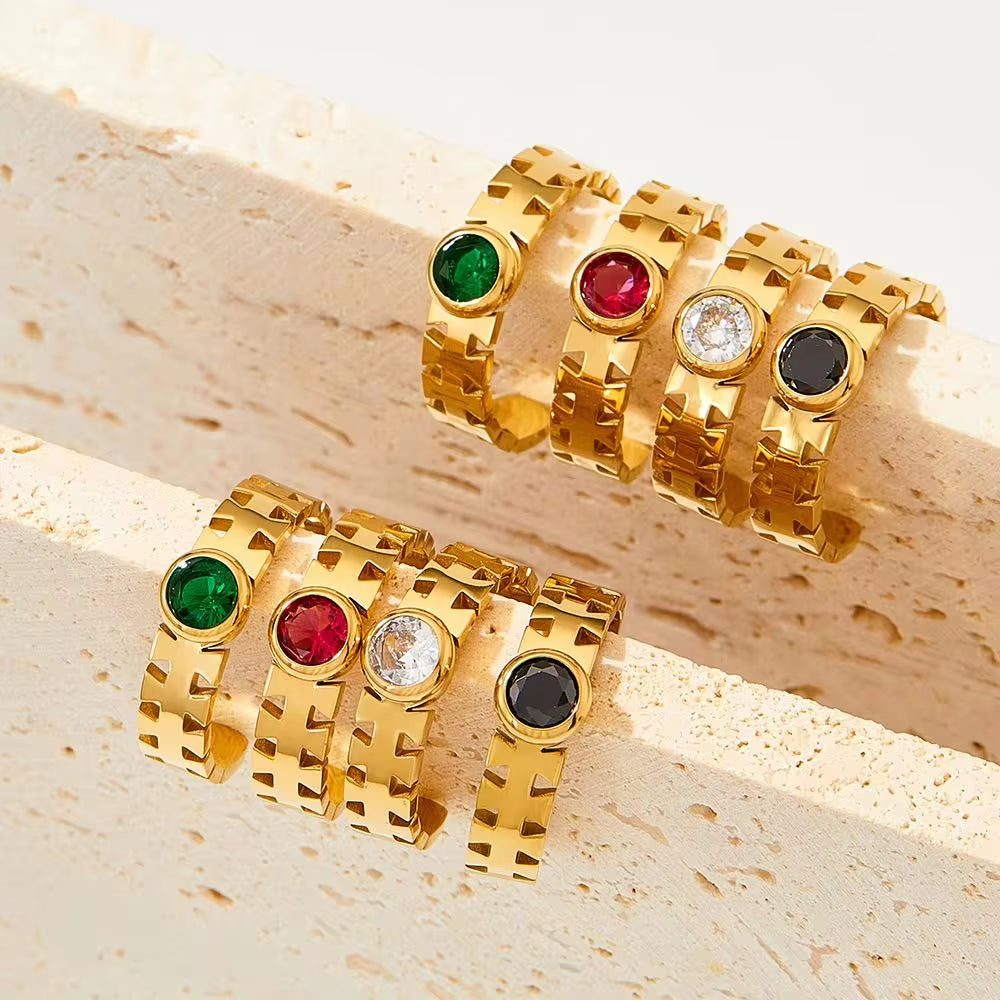 Wholesale Tarnish Free Jewelry 18K Gold Plated Stainless Steel Hook Earrings Colorful Cz Crystal Hoop Earrings for Women My Store