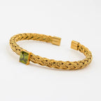 Stainless Steel Mesh Weave Open Bangle 18K Gold Plated Bracelet Cubic Zirconia Bling Charm Waterproof Jewelry Women My Store