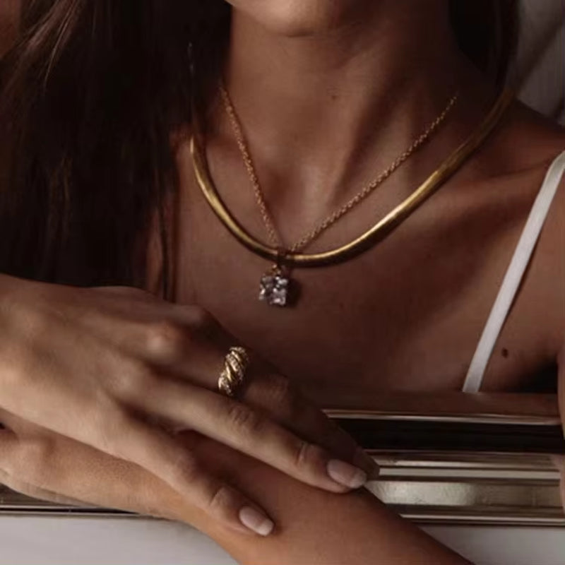 Trendy Enamel Jewelry Stainless Steel 18K Gold Plated Chunky Black Gem Ring Vintage Black Enamel Dome Ring My Store