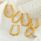 JEWELRY EH172 French Bamboo Curved Earrings Buckle Stainless Steel U Shape Earrings Hoop Daily Hundred Earrings My Store