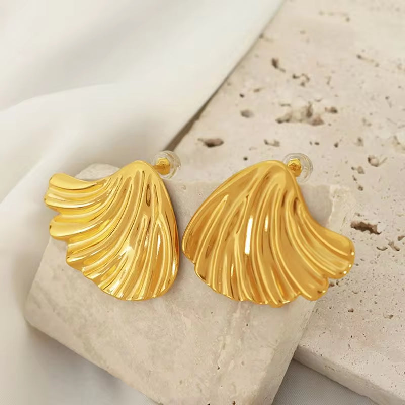 JEWELRY EH169 Fashion Simple Earrings Gold Wave Earrings Personality Exaggerated Temperament Earrings My Store