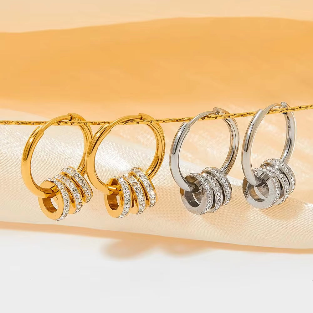 Trendy Multi-Circle Earrings Jewelry Women Dismountable Hoop Stainless Steel Earrings My Store