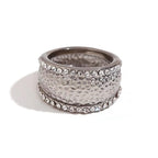 Vintage Hammered Zircon Signet Ring PVD Gold Plated Jewelry Stainless Steel Statement Jewelry My Store