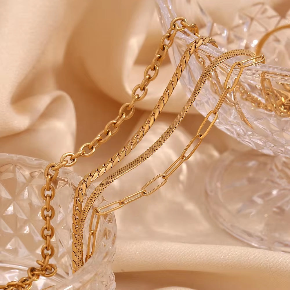 Fashion Jewelry Necklaces Gold Plated Chain Necklace for Man Women Stainless Steel Choker My Store