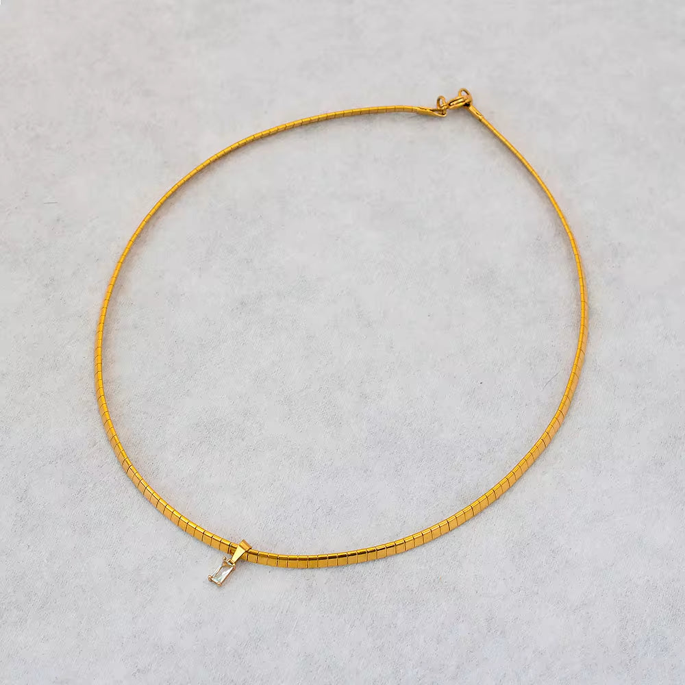 Fashion Rainbow Zircon Pendant Necklace INS Choker Chain Collar for Women Jewelry 18K Gold Stainless Steel Jewelry My Store