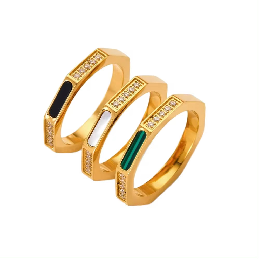 Clear Jewelry Diamond Cz 18K Gold Plated Luxury Shell Ring for Woman Zircon Ring My Store