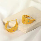 JEWELRY EH182 Premium Feeling Women'S Wide Piece Earrings 18K Gold Stainless Steel with Zirconia Octopus Earrings My Store