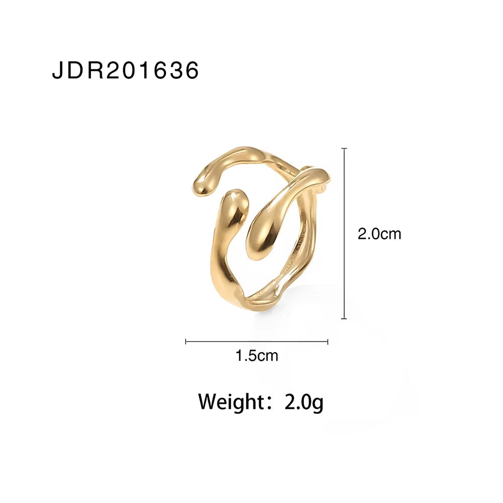 Simple Metally 18K PVD Gold Plated Stainless Steel Multi Layer Geometric Cross Open Adjustable Rings for Women My Store