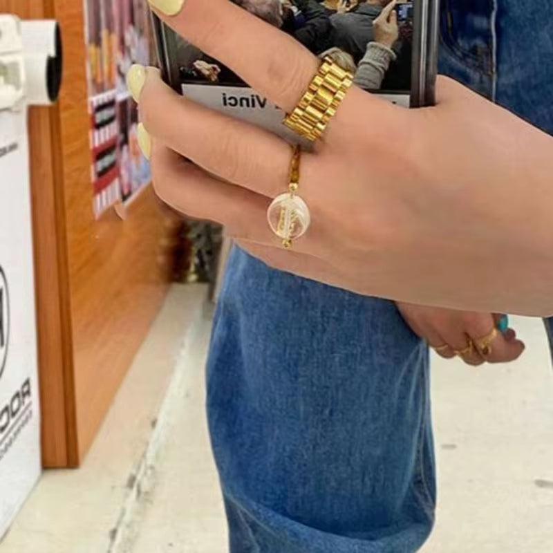 Stainless Steel 18K Gold Plated Watch Band Rings Waterproof Watch Belt Finger Rings My Store