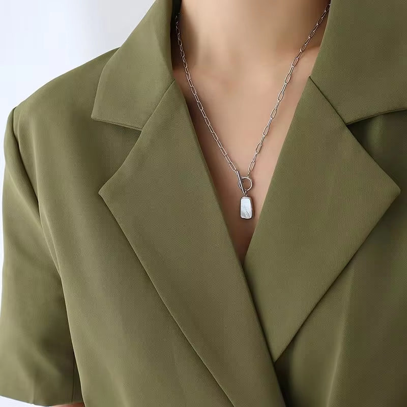 Fashion Jewelry Shell Square Hoop Earrings Gold Plated Stainless Steel Statement Designer Custom Vintage Party Bag CMA My Store