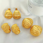 JEWELRY New Simple Irregular Geometric Earrings Vertical Pleated Hollow Half Circle Earrings My Store