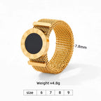 Ins Fashion 8Mm Wide Women&Men Watch Band Ring Stainless Steel Mesh Roman Numeral Shell Ring My Store