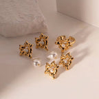 Design Lava Heart Pearl Stud Earring Ring 18K Stainless Steel Gold Plated Love Designed Drop Earring for Women My Store