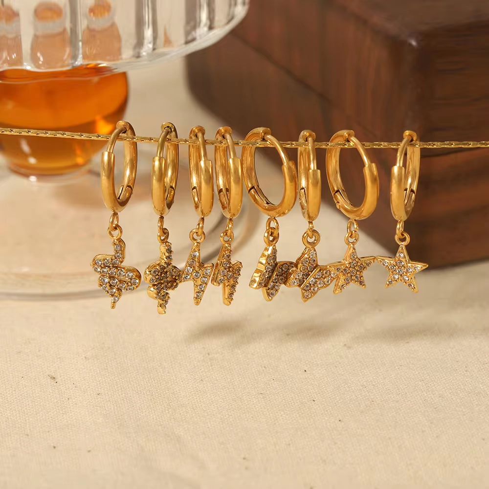 Shiny 18K Gold Hoop Cz Huggie Plated Woman Iced Out Trendy Stainless Steel Jewellery Wholesale Earring for Women My Store