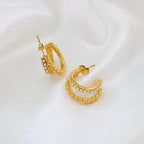 Classic Imitation Pearl Stainless Steel C-Shaped Earrings Chic Fashion PVD 18K Gold Plated Hoop Earrings Women'S Gift My Store