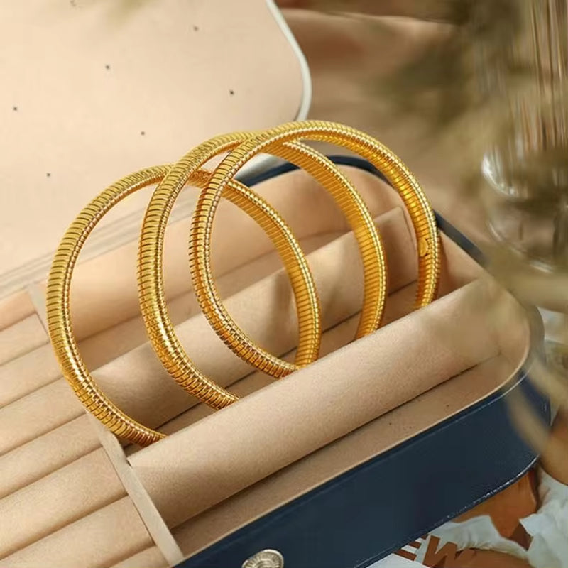 JEWELRY SZ11 Fashion Hip Hop Snake Bone Bracelet Stainless Steel Stretch Bangles My Store