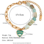 Splicing Amazonite Evil Eye Jewelry Gold Plated Charm Necklace Gold Plated Gemstone Jewelry Stainless Steel My Store