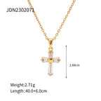 Vintage 18K Gold Plated Clear Cross Zircon Necklace Geometric Cubic Zirconia Crossed Pendant Necklace My Store