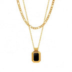 JEWELRY XL65 French Acrylic Double Layered Necklace Collarbone Chain Stainless Steel 18K Gold Plated My Store