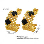 JEWELRY Eh151The Newest Braided and Diamond Encrusted Stainless Steel Earrings with No Discolouration18K Gold My Store