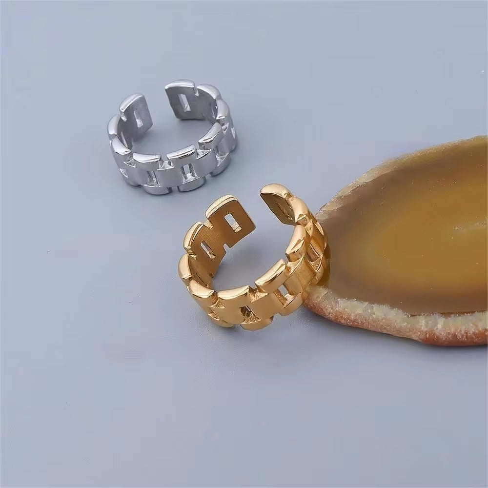 Tongling Stainless Steel High Texture Watch Chain Ring 18K Gold Ladies Index Finger Rings Titanium Jewelry My Store