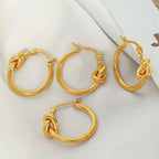 JEWELRY EH173 Knotted Circle Earrings Circle Earrings Stainless Steel 18K Gold Plated Earrings for Women My Store
