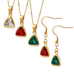 Designer Custom Vintage Fashion 18K Gold Plated Stainless Steel Hook Triangle Crystal Drop Earrings Women My Store