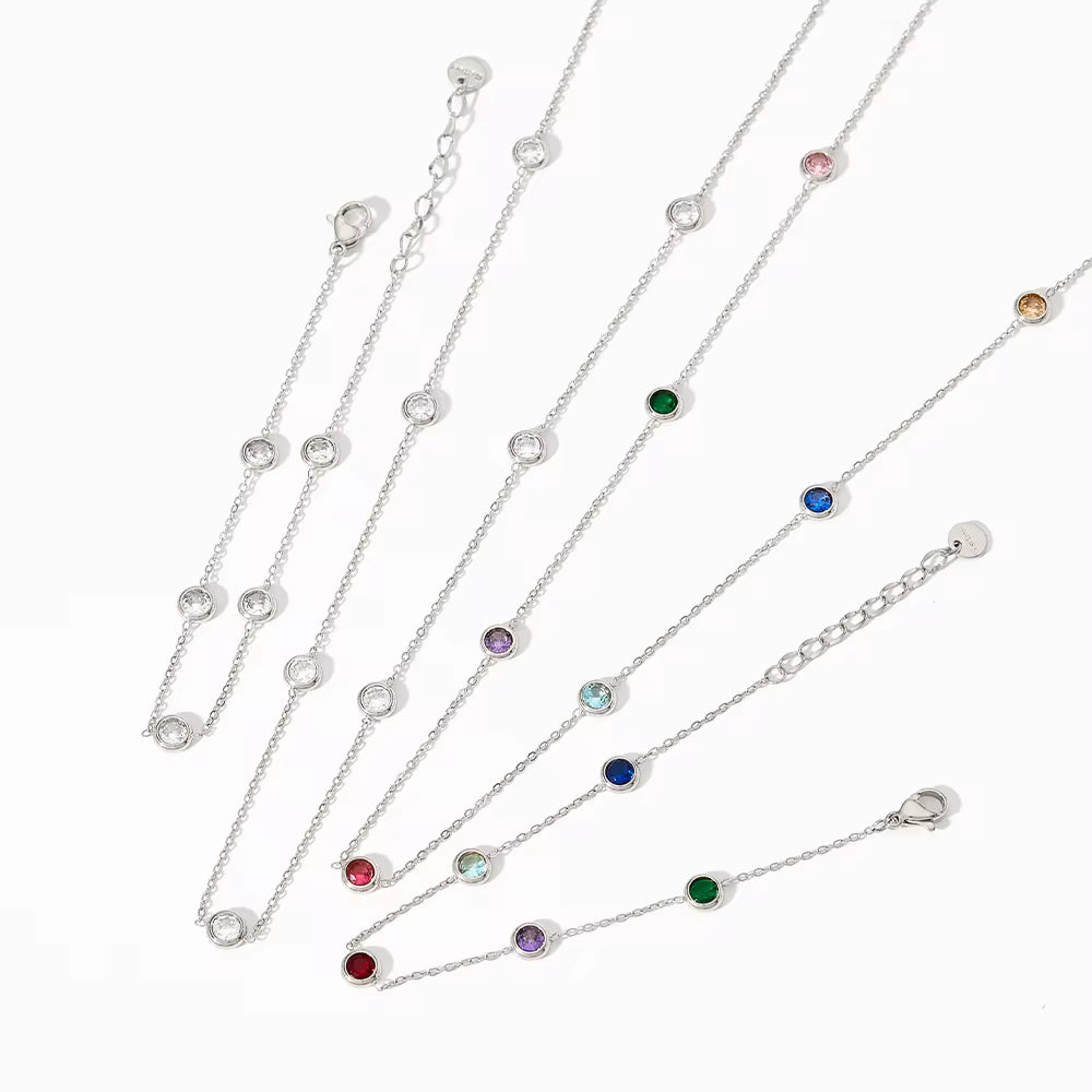 18K Gold-Plated Stainless Steel Thin Chain Ladies Elegant Zircon Bracelet Necklace Set My Store