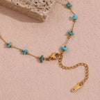 Turquoise Choker Gemstone Beaded Gold Plated Necklace Stainless Steel Jewelry Valentines Day Gift 2024 My Store