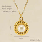 Fashion Waterproof Natural Stone Necklace Pendant Stainless Steel Gold Plated Pearl Necklace My Store