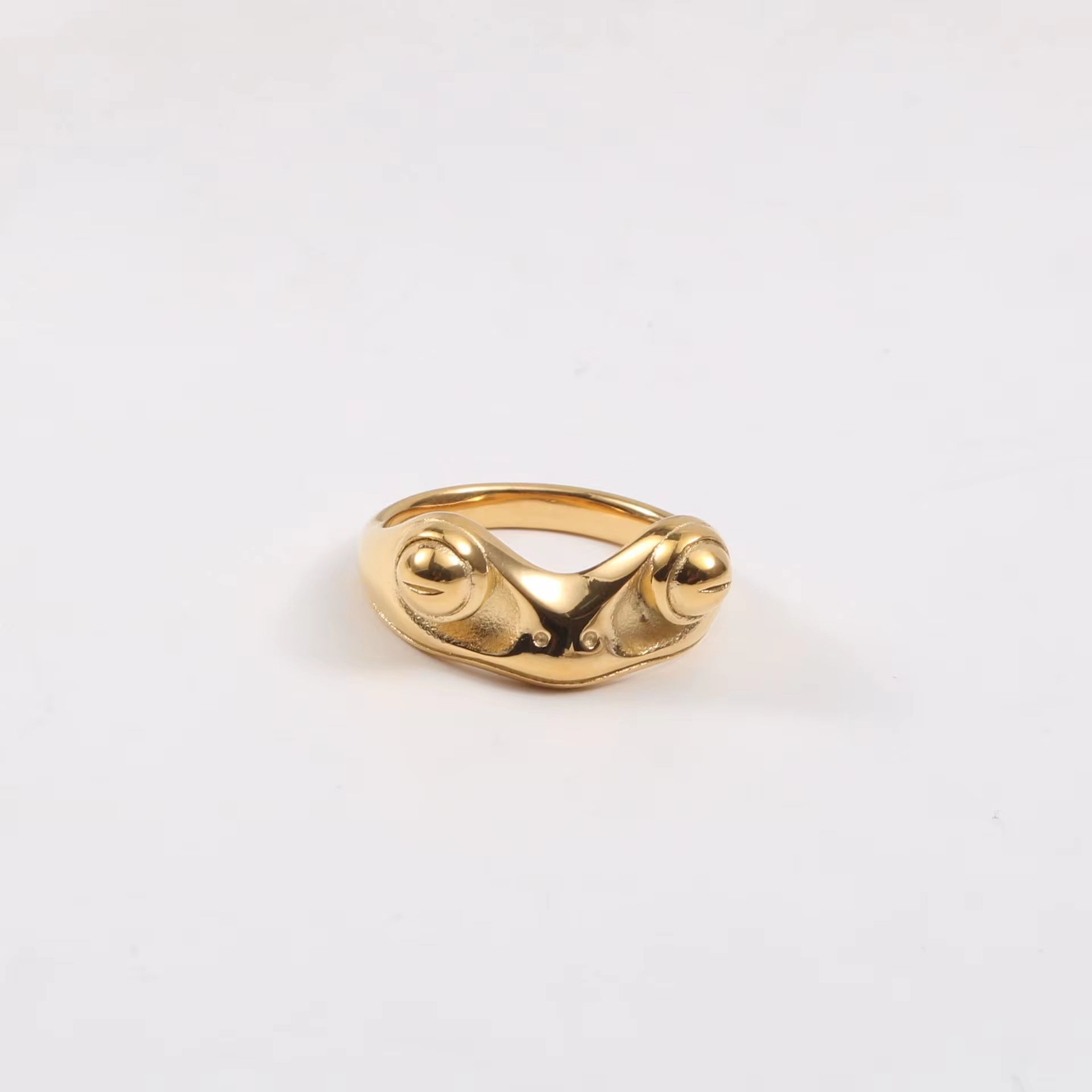 18K Gold Plated Stainless Steel Frog Rings Frog Shape Design Waterproof High Polished Hip Hop Rings for Women My Store
