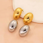 Hot Sales Hollow Oval Stainless Steel Stud Earrings Elegant Women'S Polished Gold Silver Color Ear Jewelry Low MOQ My Store