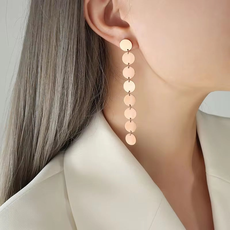 New Arrival Stainless Steel 18K Gold Plated Jewelry Long Tassel Mulit round Earrings for Women My Store