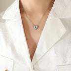 Stainless Steel Shell Heart Zircon Pendant Necklace Simple Gold 18K Necklace for Women My Store