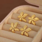 JEWELRY EH23 French Petal Embossed Earrings Stainless Steel 18K Gold Plated Fashion Earrings My Store