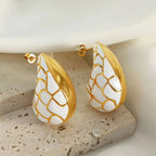 JEWELRY EH145 Wholesalers 18K Gold Plated Stainless Steel Teardrop Shape Oil Drop Colorblock Earrings My Store