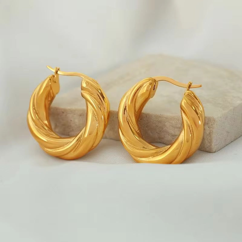 JEWELRY EH193 High Quality Cheap Price Heavy Duty Earrings Stainless Steel 18K Genuine Gold Plated Studs My Store