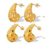 JEWELRY Customize Large Drop Earrings Niche High Design Inlaid Rhinestone Glue Bead Earrings Exaggerated Earrings My Store