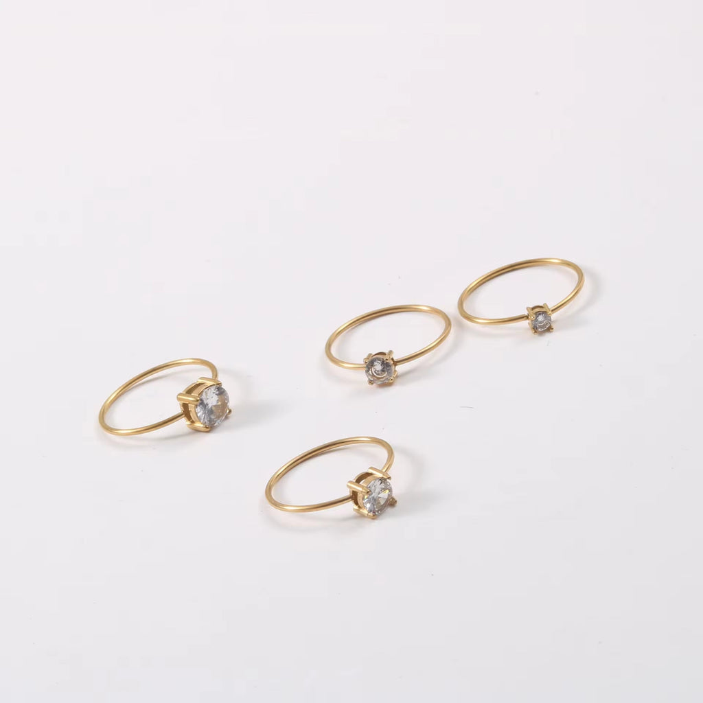 3/4/5/6Mm Cz Diamond Riings Waterproof 18K Gold Plated Fine Linellae Stainless Steel Zirconia Rings for Women My Store