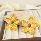 JEWELRY EH288 Exaggerated Design Earrings 18K Gold Stainless Steel Tiger Eye Stone Earrings Fashion Earrings My Store