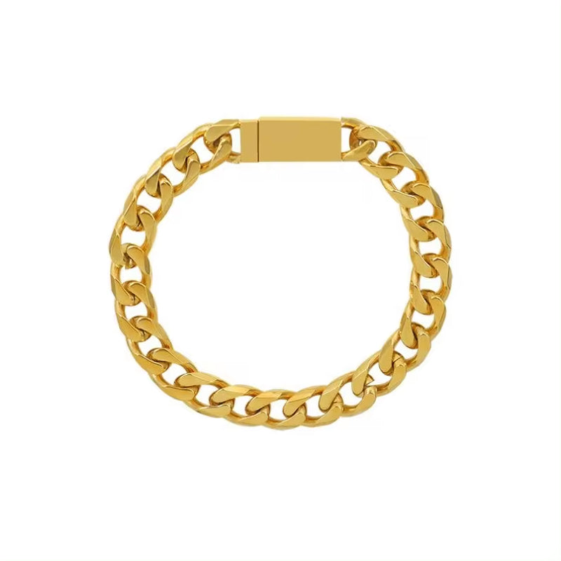 18K Gold Plated Stainless Steel Cuban Chain Magnetic Magnet Lock Bracelet for Women Ladies My Store