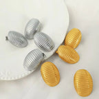 JEWELRY EH186 French Multi-Layer Pleated Openwork Textured Stainless Steel Earrings Tide My Store