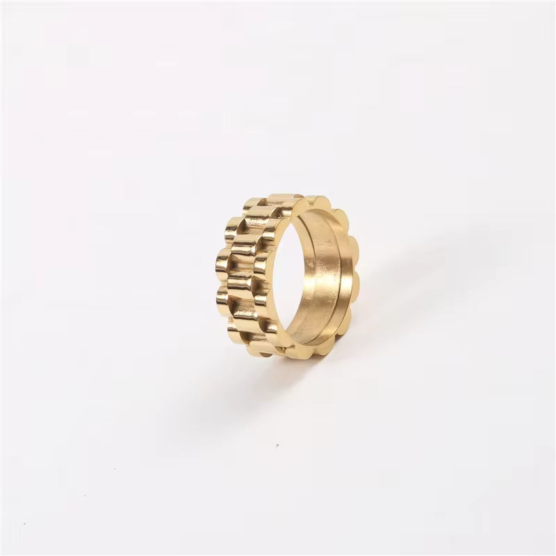 Stainless Steel 18K Gold Plated Watch Band Rings Waterproof Watch Belt Finger Rings My Store