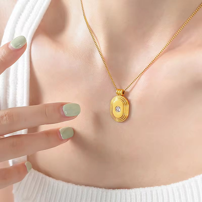 Non Tarnish Stainless Steel Jewelry Wholesale Zircon Pendant Link Chain Necklace My Store