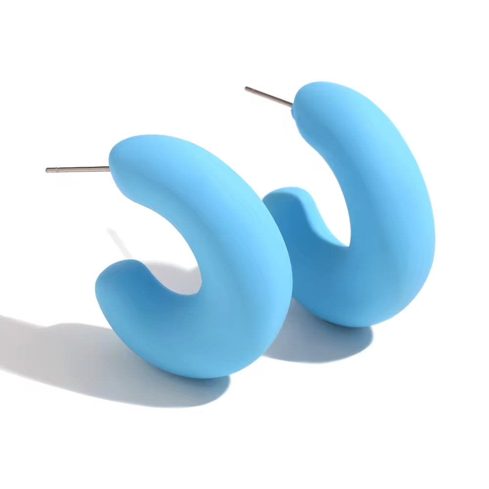 Colorful ABS Resin Spring Jewelry Enamel Hoop Earrings Stainless Steel Jewelry Gifts for Women My Store